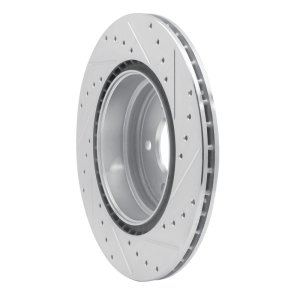 BMW 335i xDrive Brake Rotor (1) - Rear Left - R1 Concepts - Drilled & Slotted - Silver - `06-`15